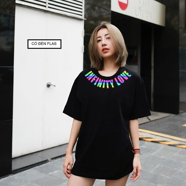 ÁO NHÓM/ÁO LỚP/ÁO THUN TAY LỠ NAM NỮ FORM RỘNG HỌA TIẾT VÒNG CỔ PHẢN QUANG INFINITY LOVE - MS599