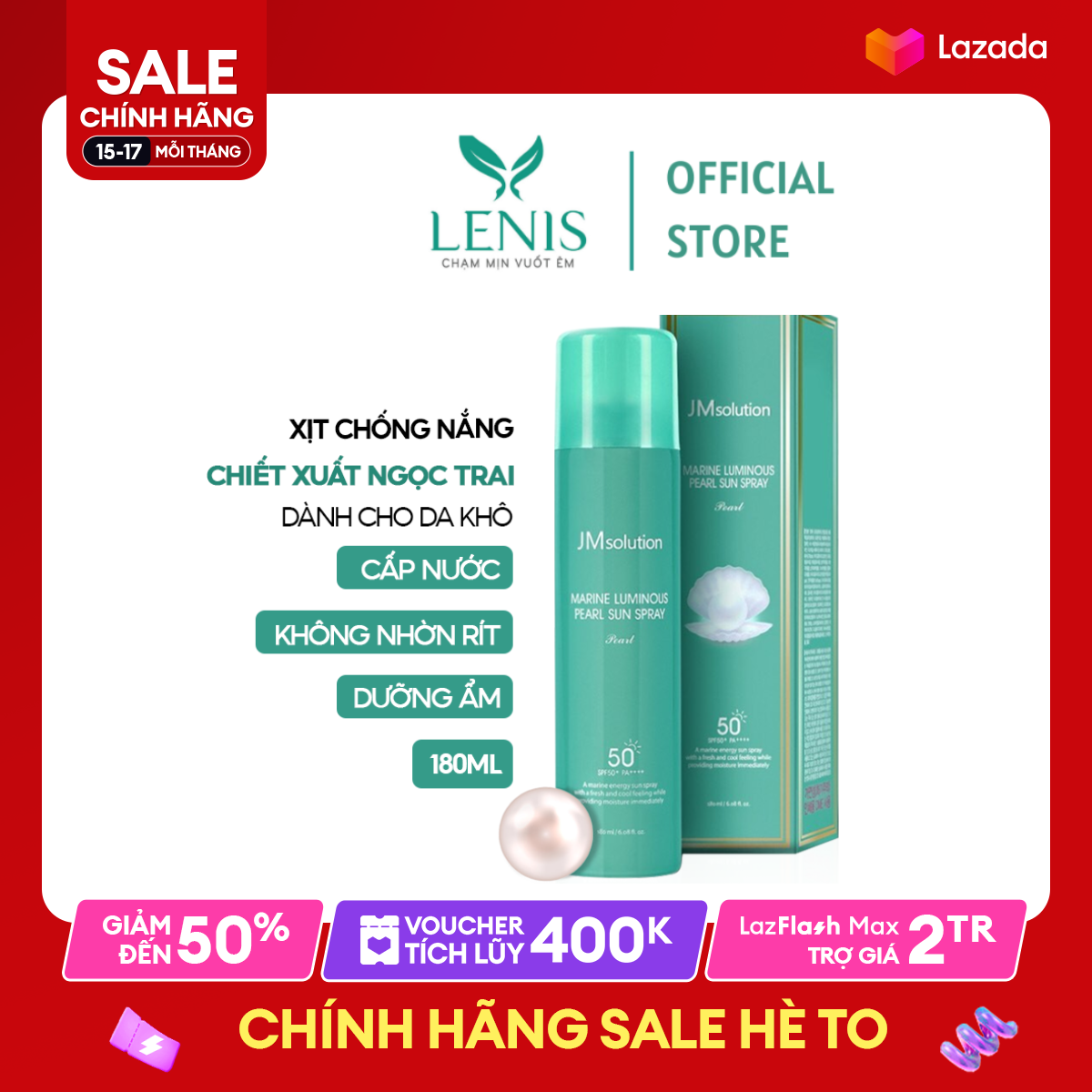 Xịt chống nắng jm solution xanh chính hãng hàn quốc 180ml - lenis beauty
