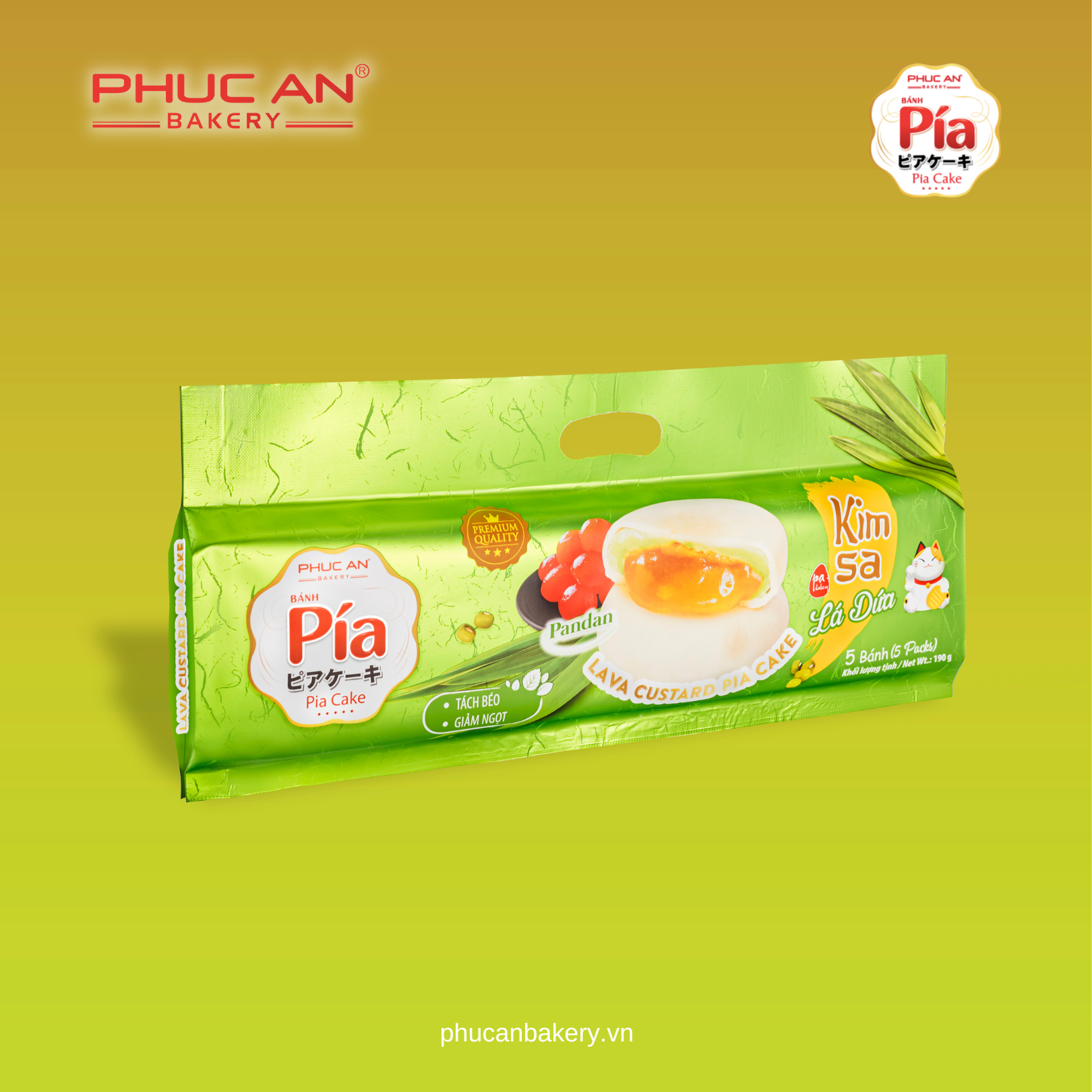 Bánh pía kim sa phúc an - vị lá dứa