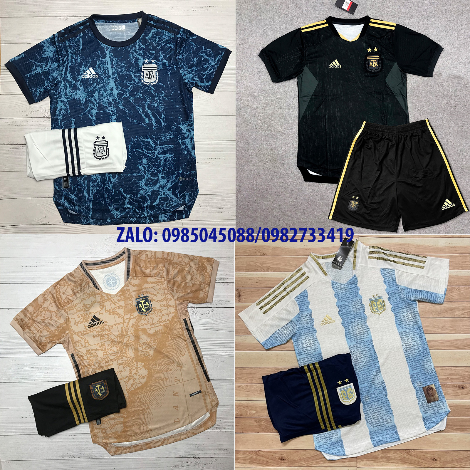 Áo Đá Bóng Đá Đội Tuyển Argentina-2022 - Chất Polyeste - Hàng Thái Lan-Chuẩn Thi Đấu Quốc Tế