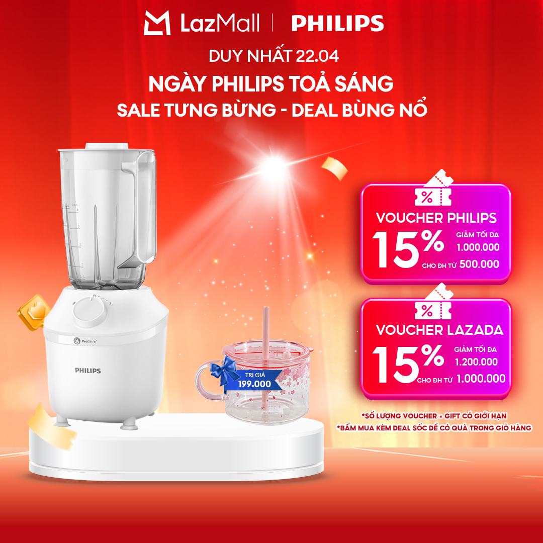 [NGÀY THƯƠNG HIỆU TỎA SÁNG DUY NHẤT 22.04] Máy Xay Sinh Tố Philips HR2041/00 Thế Hệ Mới |450W| Xay Nhuyễn Mịn - Hàng Chính Hãng