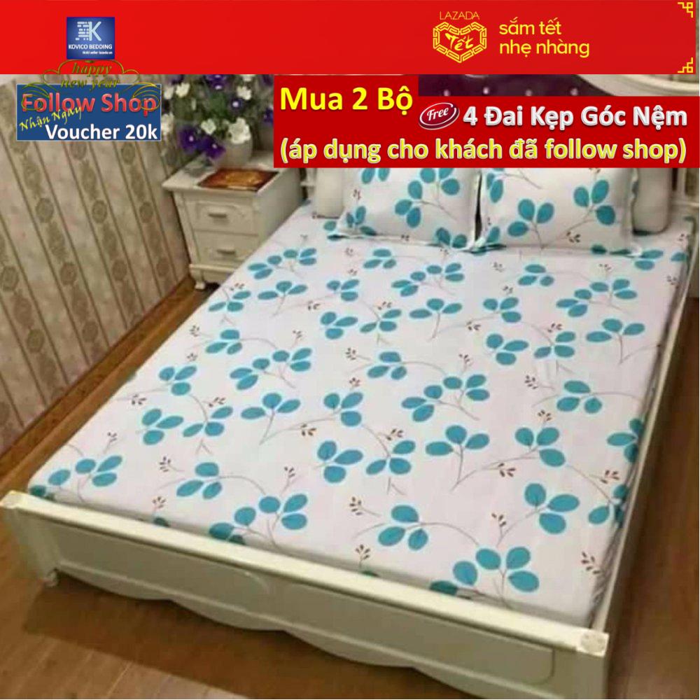 Bộ ga gối bọc poly kovico cỏ 3 lá plc 160x200