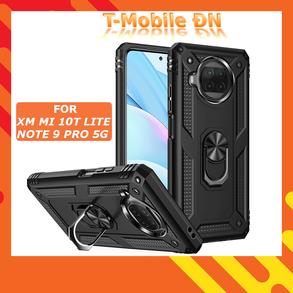 Ốp lưng Xiaomi Mi 10T Lite Redmi Note 9 Pro 5G chống sốc 2 lớp kèm nhẫn iring làm giá đỡ bảo vệ máy toàn diện chuẩn châu âu