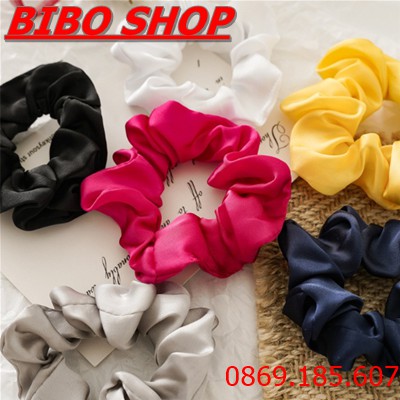 Cột tóc vải scrunchies phi bóng loại đẹp, dây buộc tóc vải phi bóng nữ thời trang