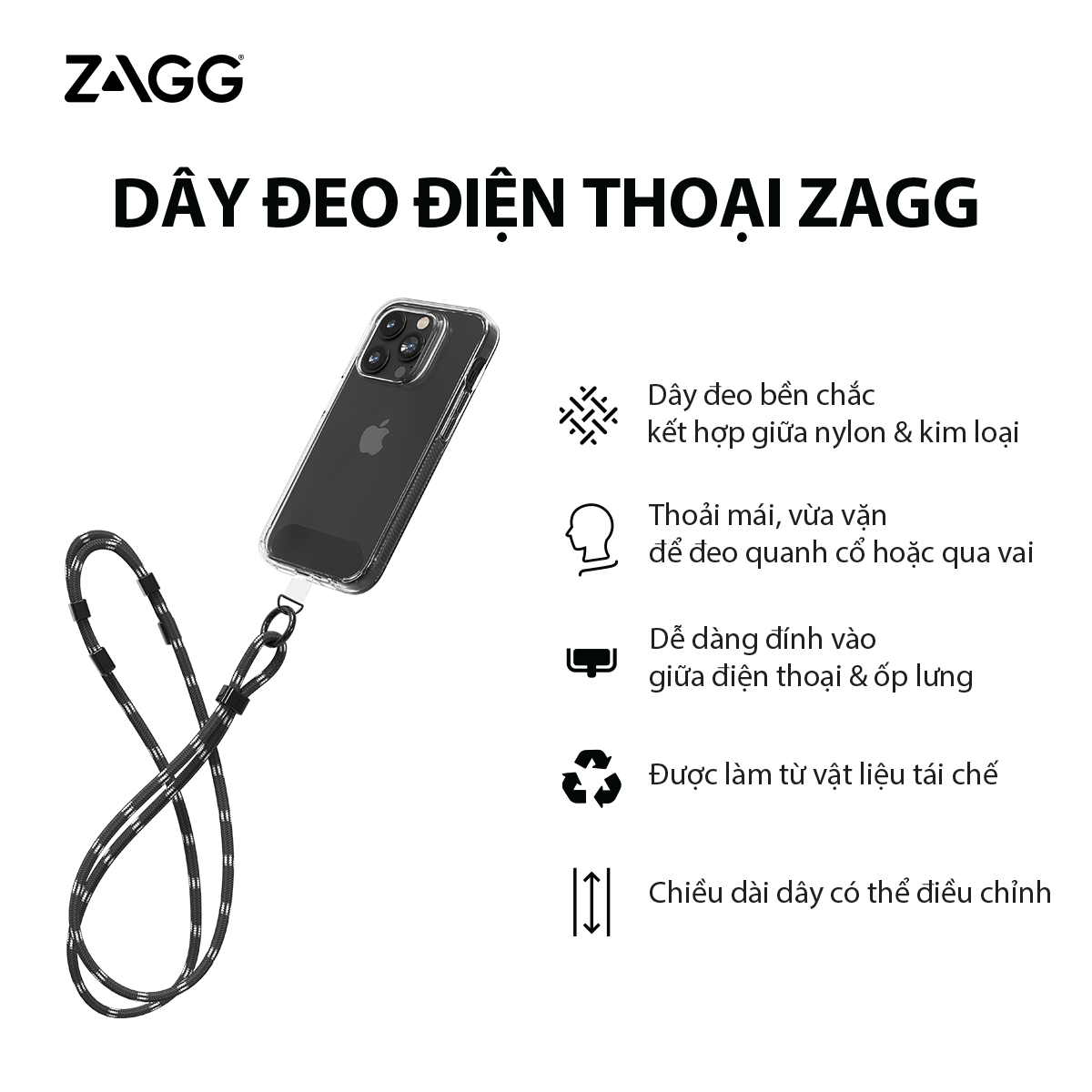 Dây đeo điện thoại Mophie - ZAGG đa năng