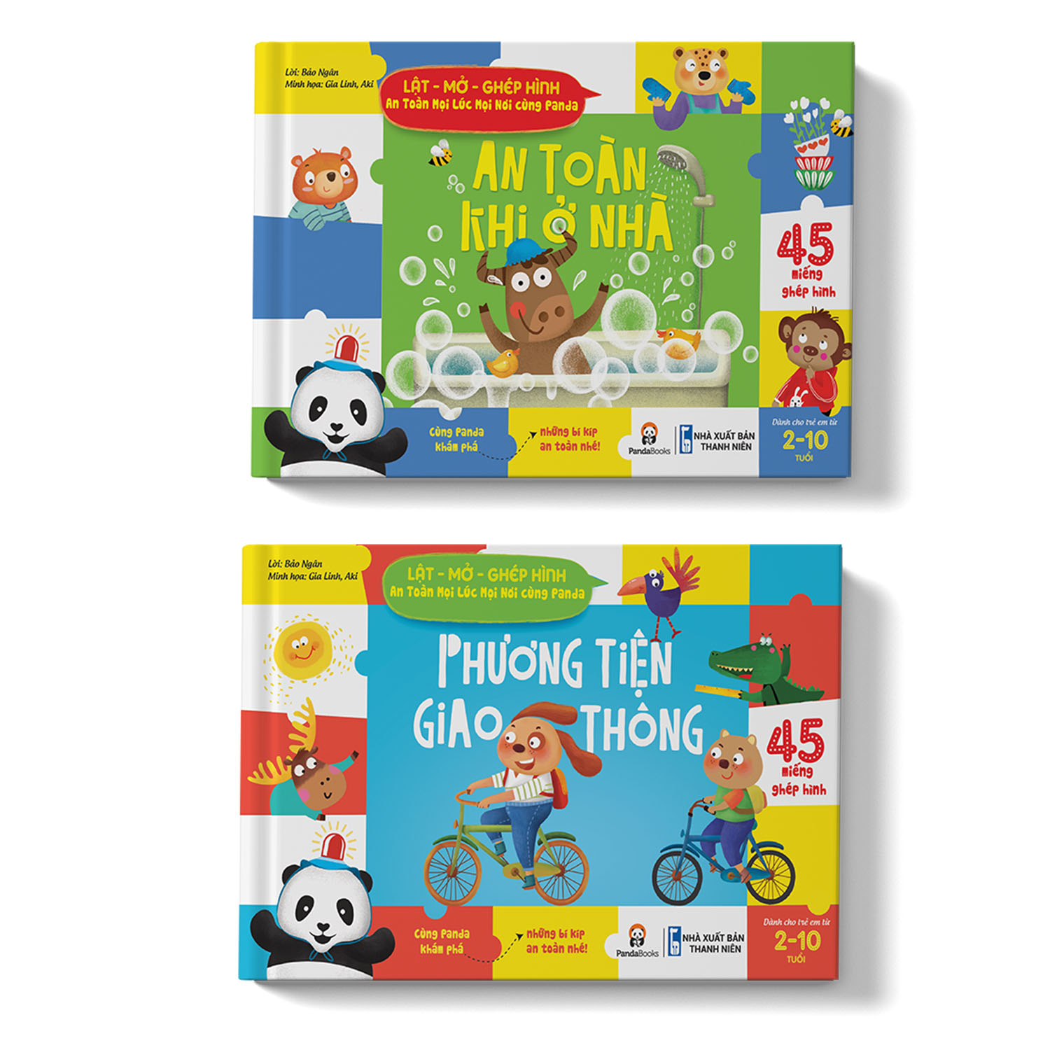 Sách Combo Thiếu nhi Lật - mở Ghép hình An toàn khi ở nhà - Phương tiện giao thông - Pandabooks