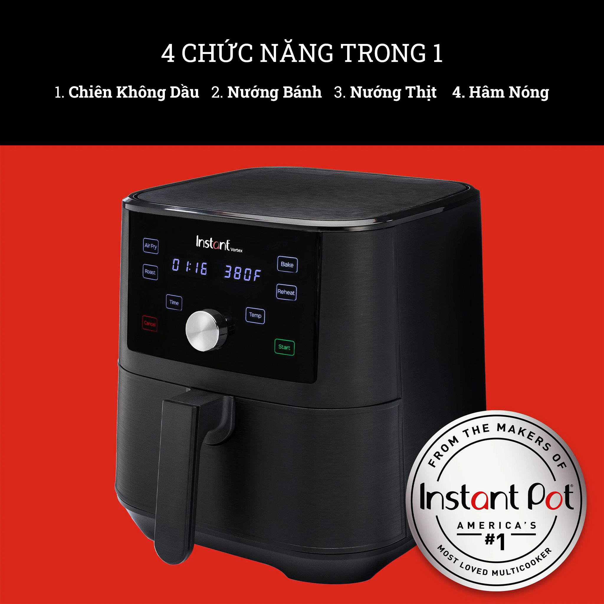 Nồi chiên không dầu instant vortex 5,7l 4-in-1