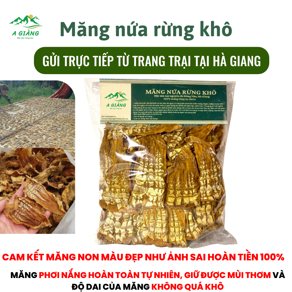 Măng nứa khô Tây Bắc lói 500gr- măng khô Tây Bắc loại 1 - Măng nứa non khô Hà Giang cam kết măng rừng phơi nắng tự nhiên thơm non