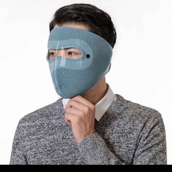 Khẩu trang nỉ dạ dày có kính tháo rời được và lỗ thông hơi che kín mặt ấm áp về mùa đông