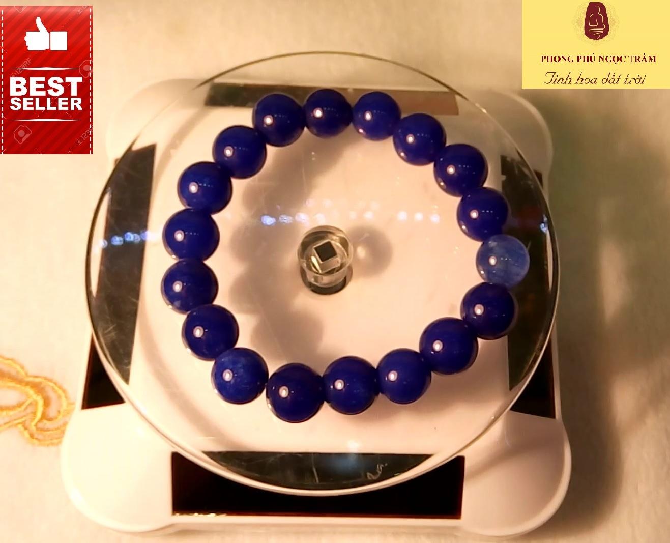 Vòng tay, vòng đá phong thủy xanh đậm 10li