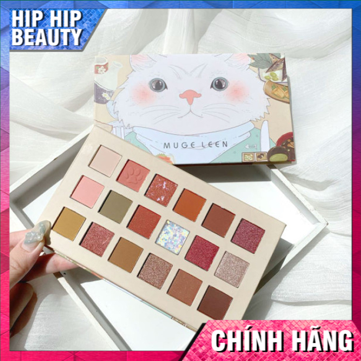 [Mẫu Mới] Phấn mắt MUGE LEEN bảng phấn mắt con mèo 18 ô, Bảng Phấn Mắt 18 Ô Nhũ Muge Leen Cat, trang điểm mắt, nhũ mắt kim tuyến hàng nội địa trung [ HipHipbeauty ] A35