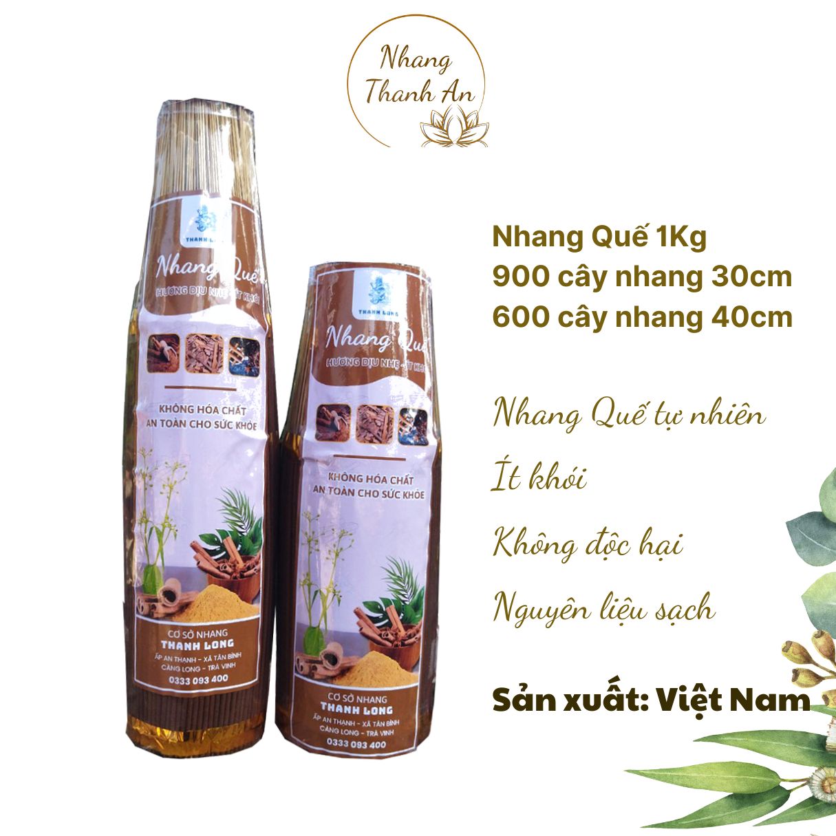 1KG 900 cây nhang 3 tấc 4 tấc Nhang Quế tự nhiên hương quế dịu nhẹ Nhang Thanh An