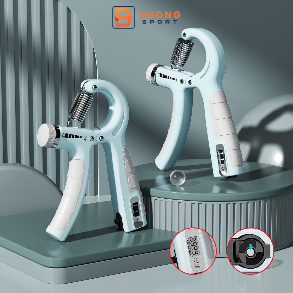 Kìm bóp tay kìm tập cơ tay dụng cụ tập gym tại nhà điều chỉnh lực 5-60kg có đếm số tự động