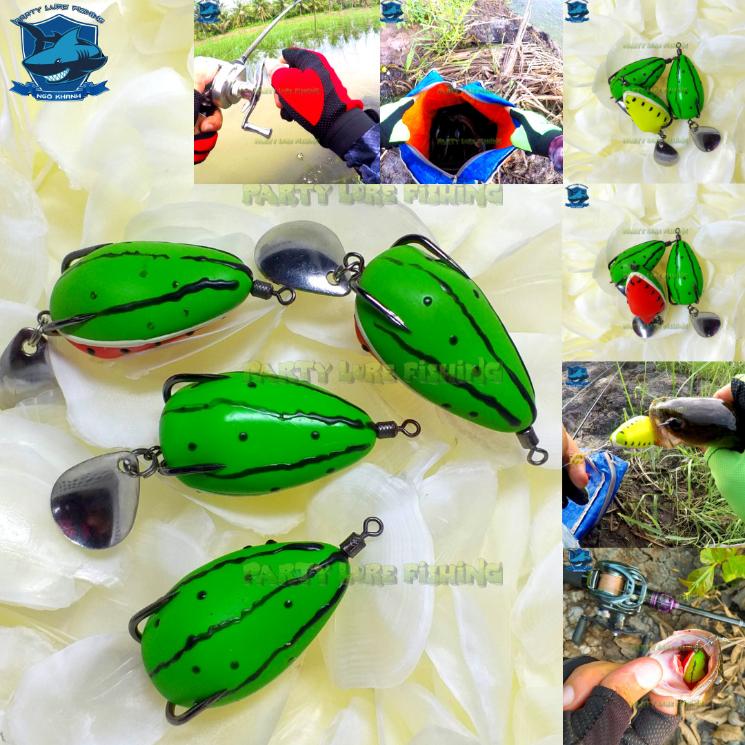 Mồi câu cá lóc Nhái Hơi Dưa Hấu , mồi lure lóc Thái Lan