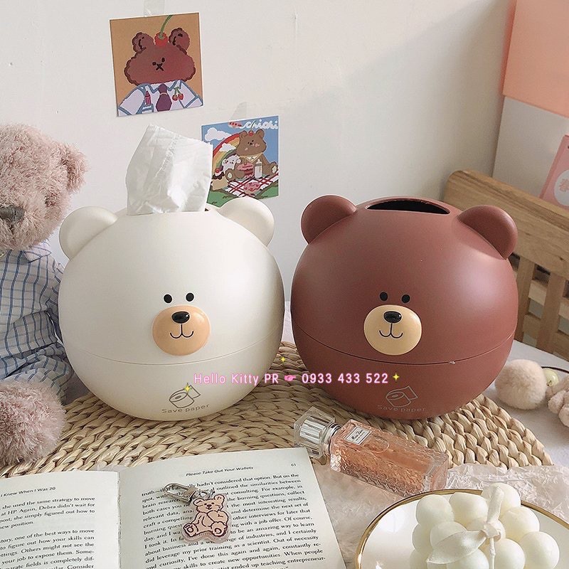 Hộp đựng giấy ăn hình gấu brown và lợn con