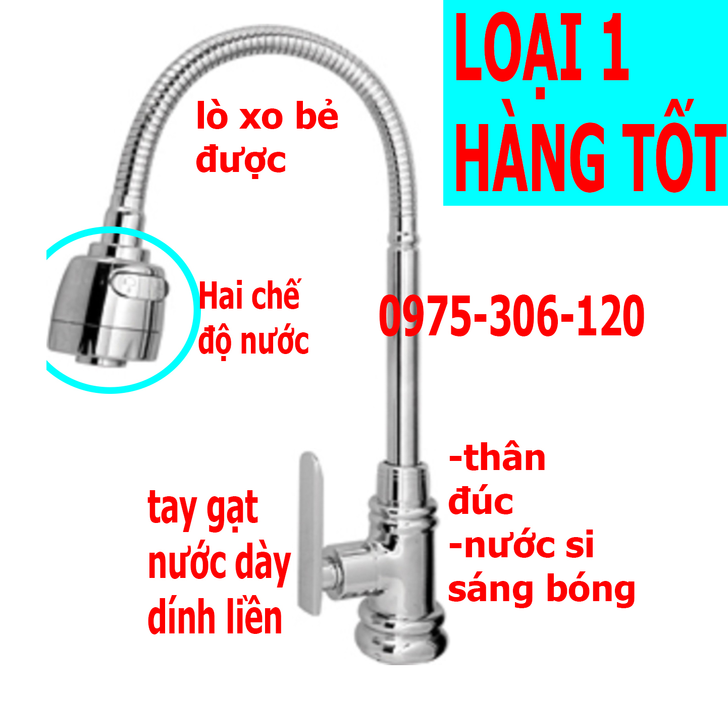 Vòi rửa chén bát lạnh cần bẻ lò xo quay 360 độ dùng cho 2 hộc chậu n5009 fotar vòi lò xo bóng