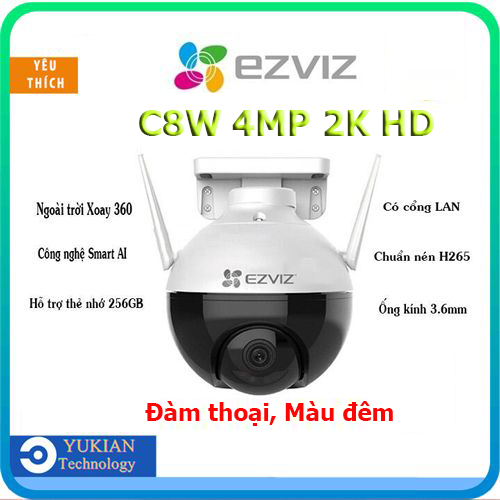 [HCM]Camera không dây IP WIFI EZVIZ C8W ngoài trời 4mp , xoay 360 độ, camera có màu ban đêm, đàm thoại 2 chiều, chuẩn nén H265