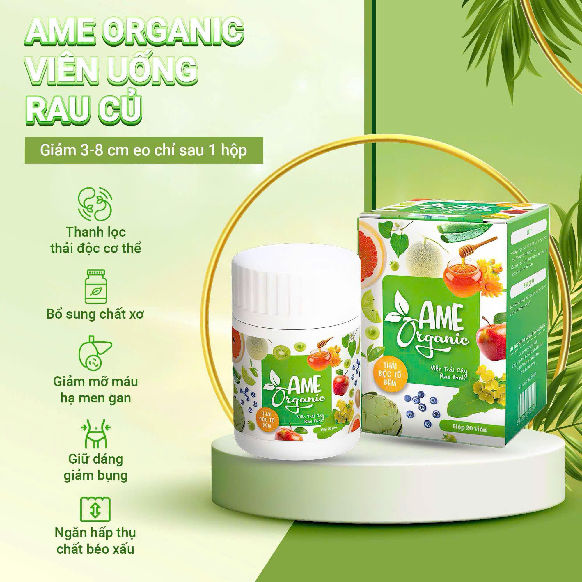 Viên Viên Uống Detox Hỗ Trợ Giảm Cân & Viên Uống Trái Cây rau xanh Siết Eo - Thải Mỡ