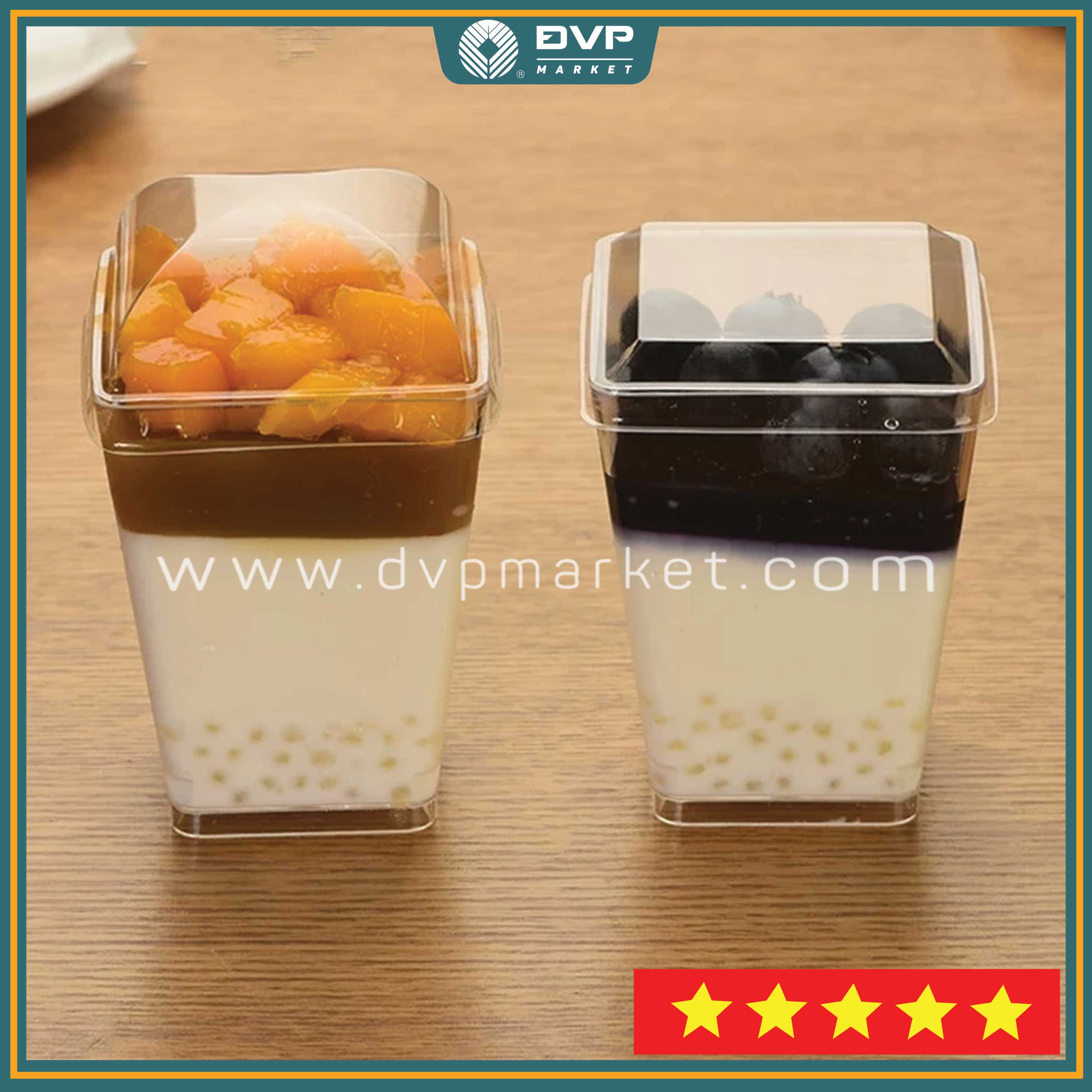 Ly nhựa bánh mousse hình vuông BN24 (25 cái kèm nắp)
