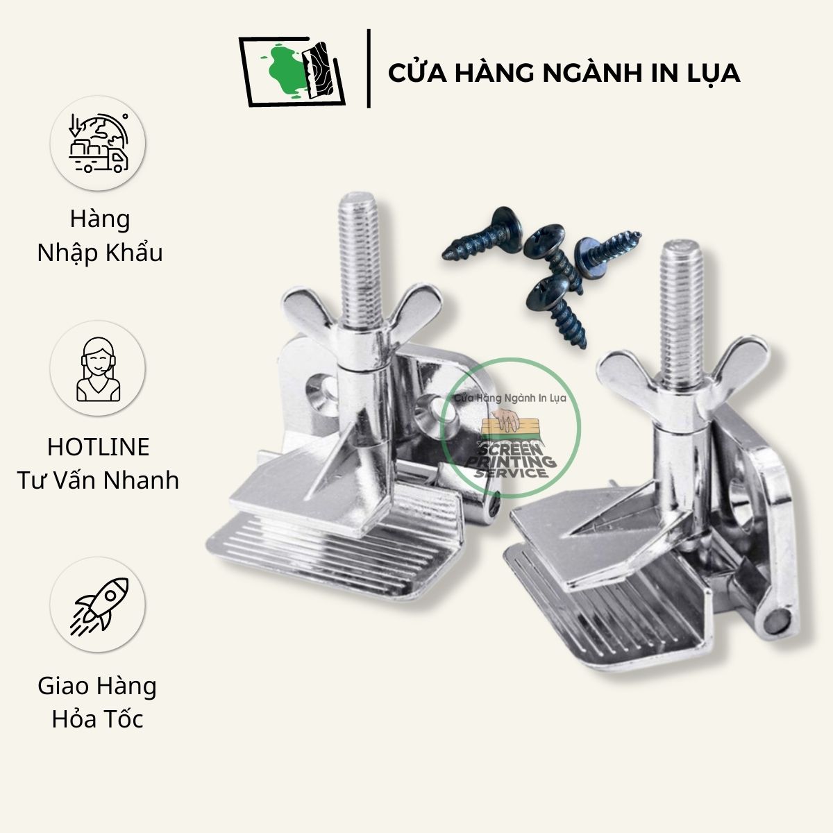 Kẹp bướm, bản lề bướm định vị khung in lụa