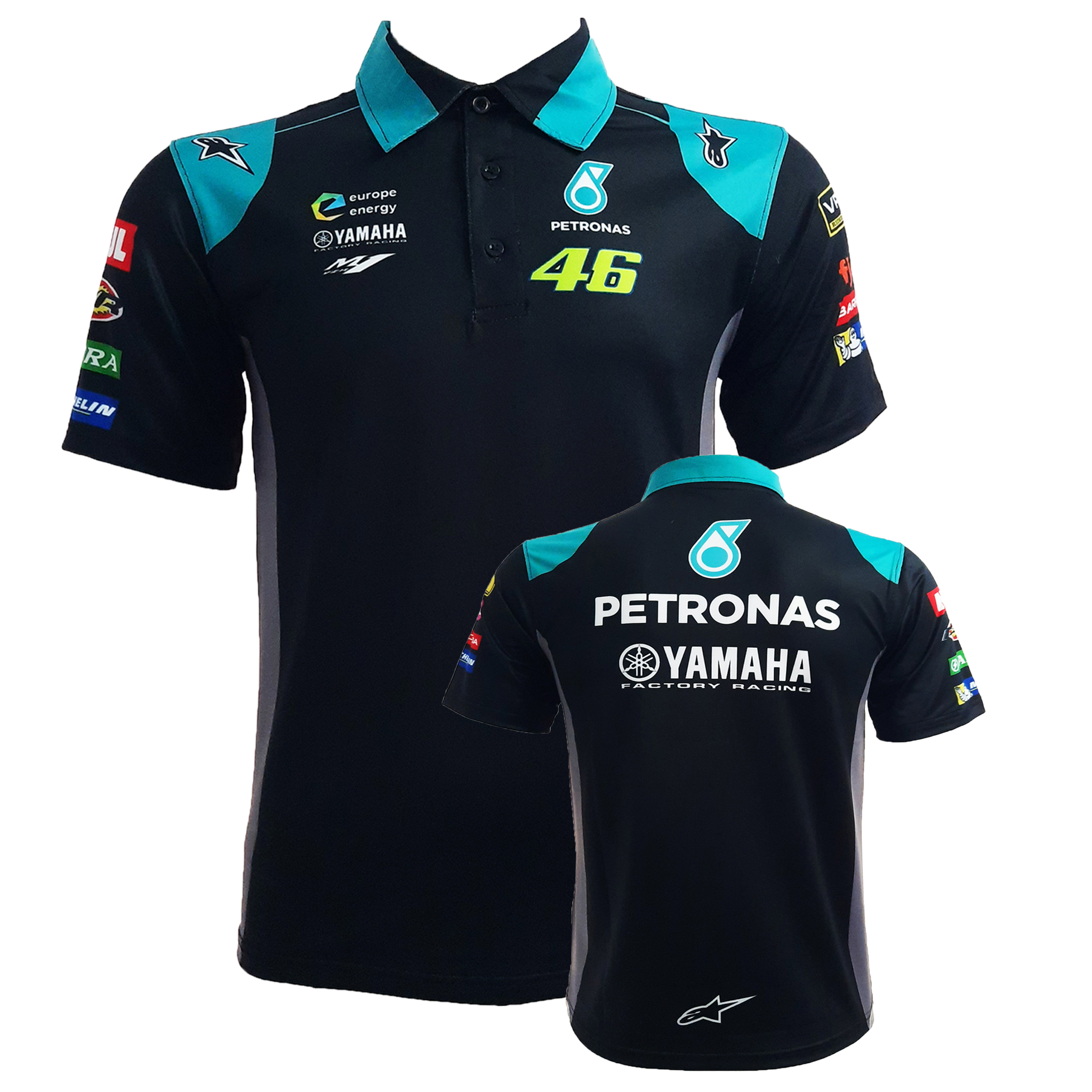 Áo thun nam có cổ- áo xe tem moto petronas 46 in in nhiệt thoáng mát, mềm mịn
