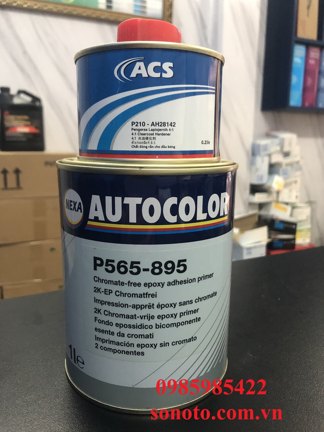 P565-895 Sơn lót 2K chính hãng Nexa Autocolor cao cấp lon 1L và đóng rắn 0.25l