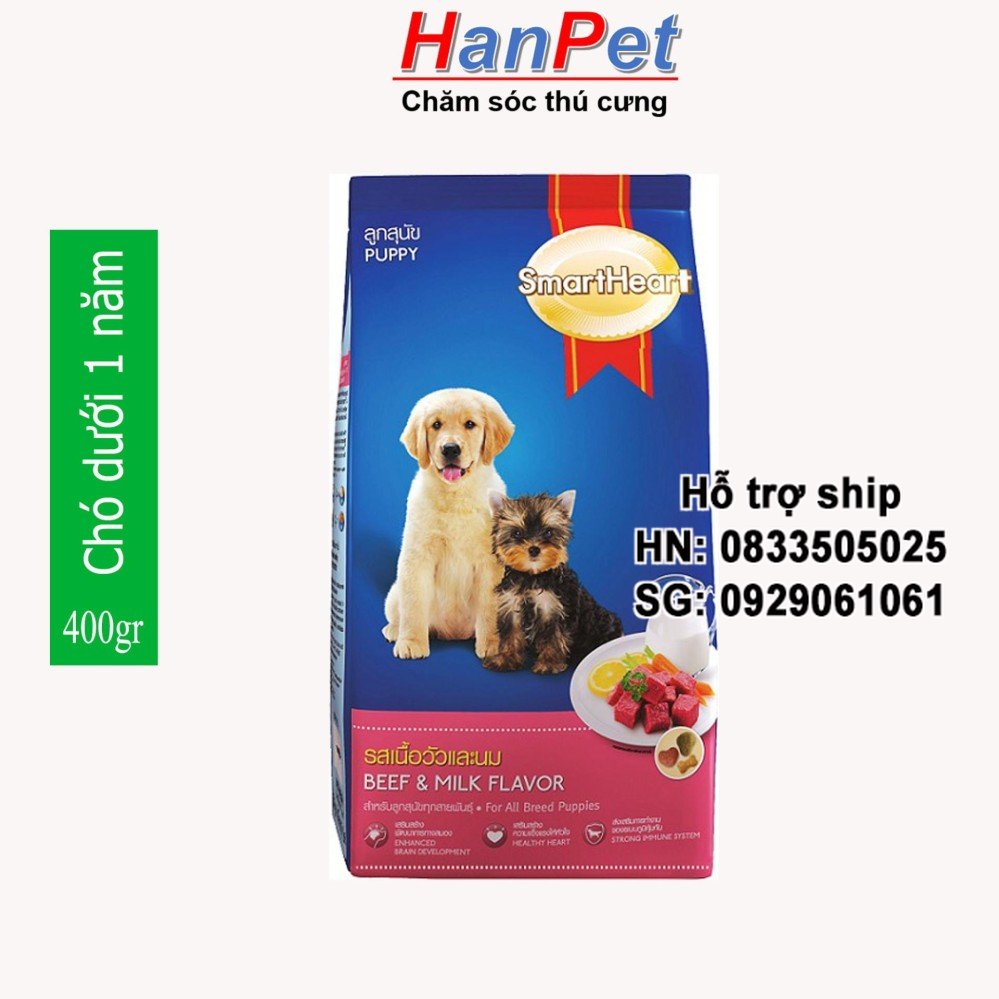 Hanpet - thức ăn dạng hạt cao cấp smartheart puppy dành cho chó dưới 1 năm tuổi