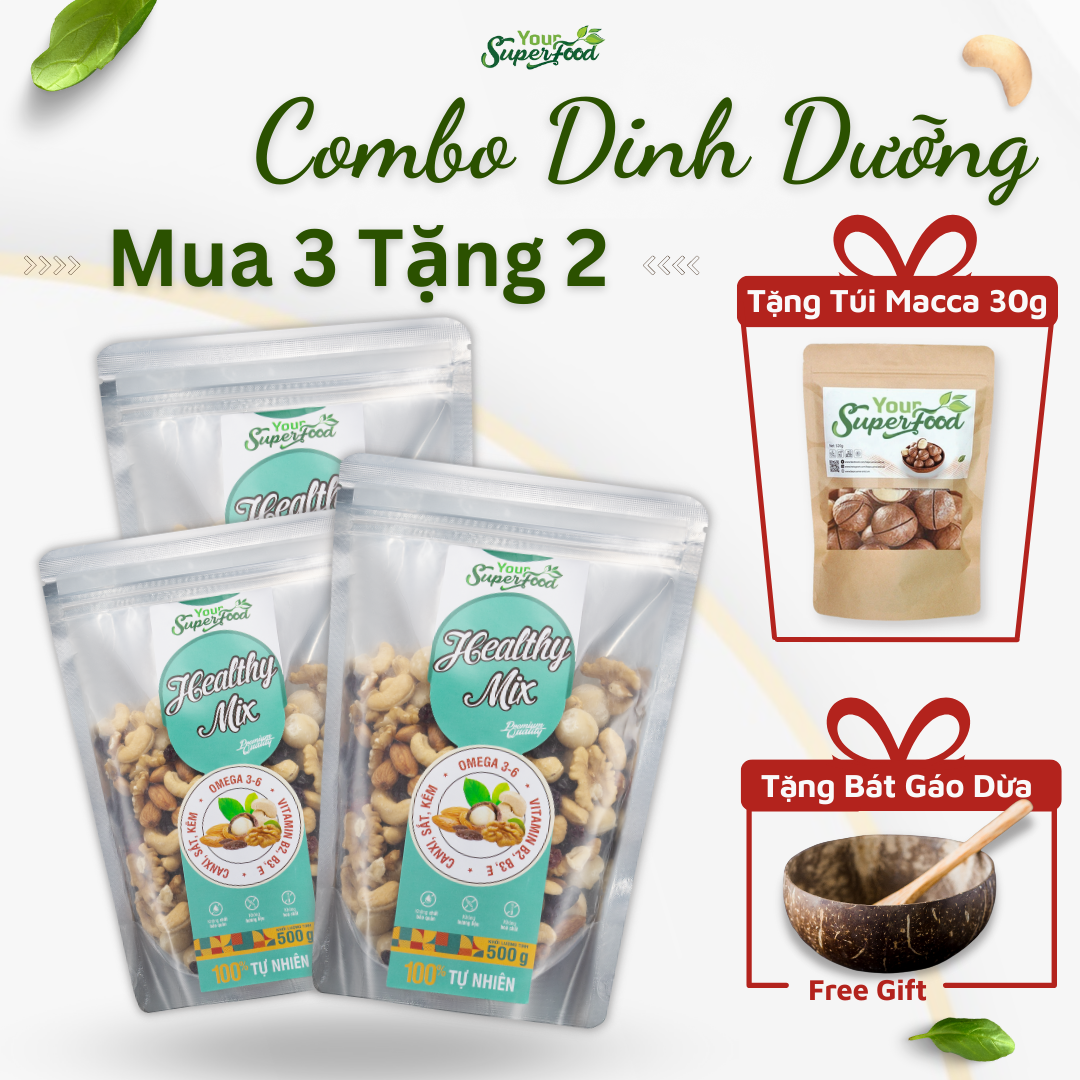Combo 3 hạt dinh dưỡng mix chất lượng dành cho mẹ bầu siêu macca không yến mạch, hạt bổ sung dinh dưỡng hỗ trợ giảm cân
