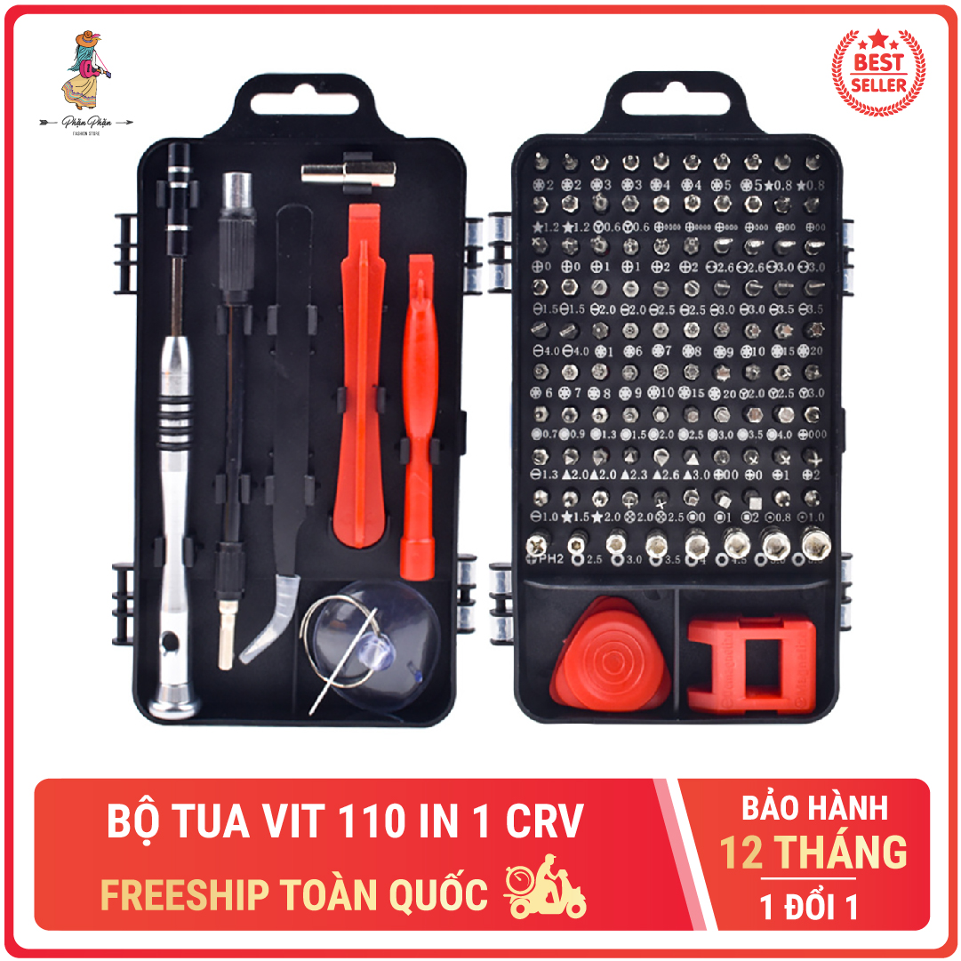 Bộ tua vít đa năng 110 in 1 CRV dụng cụ chuyên sửa chữa tháo lắp điện thoại laptop bỏ túi BELLA925