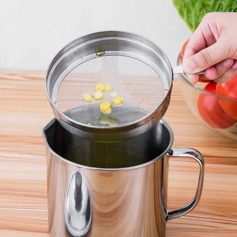 Ca Lọc Dầu Ăn Thừa, Bình Lọc Cặn Và Tạp Chất Chất Liệu Inox  Cao Cấp Có Tay Cầm