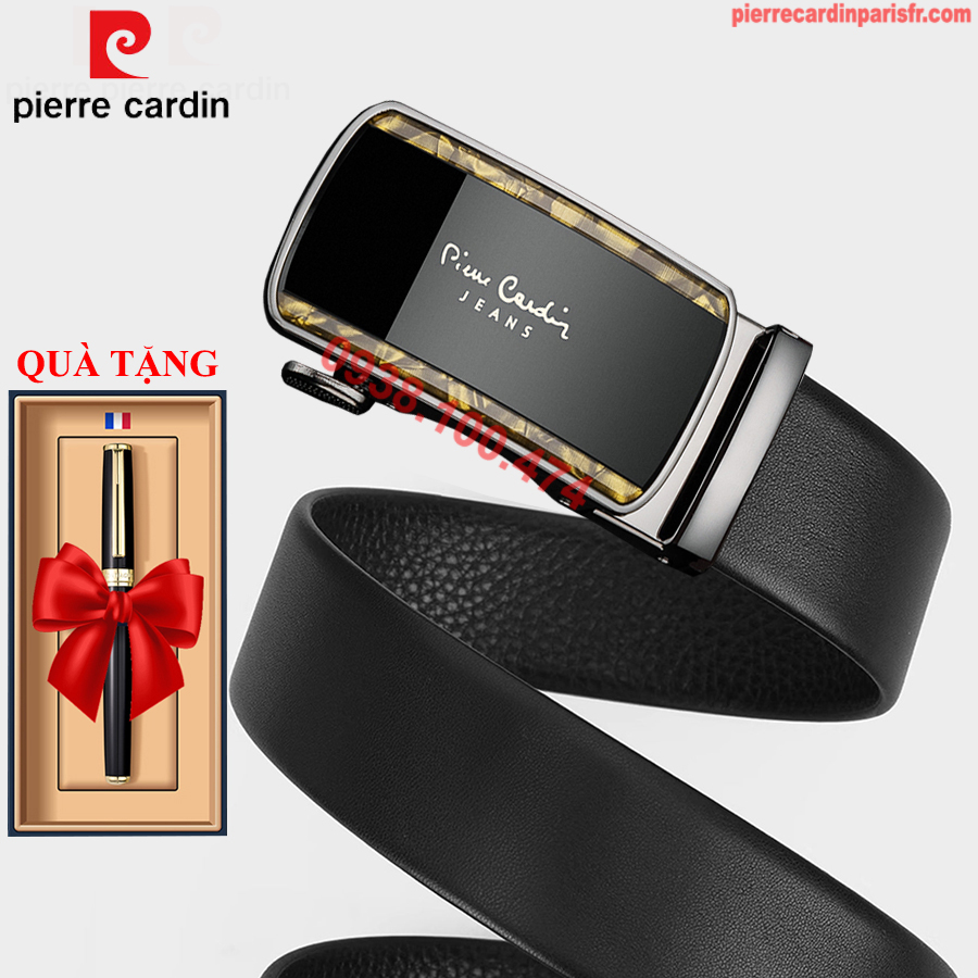 Dây nịt Pierre Cardin chính hãng khóa chốt tự động dây da bò thật PCJ1066