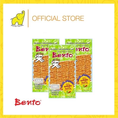 Combo 3 gói Snack Mực Tẩm Gia Vị Hải Sản Siêu Cay Bento 20g (X.Lá)