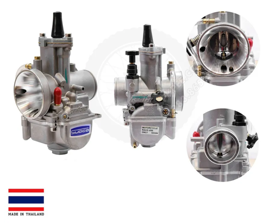 Bình Xăng Con Ga Dẹp Mẫu PWK Keihin Có Power Jet Gắn Dream, Wave, Sirius, Exciter 24, 28, 30, 32, 34