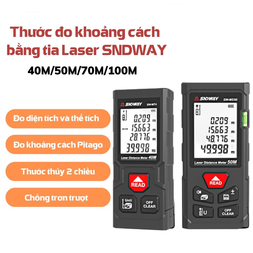 Máy đo laser xây dựng,thước đo lazer đa năng,máy đo khoảng cách,may đo khoảng cach,thuoc do dien tử laser,thước lăn đo đường,Thước đo khoảng cách bằng tia laser SNDWAY SW-M100 cự ly 100m GX-868A