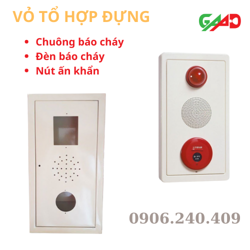 Pccc vỏ tổ hợp (lắp chuông báo cháy + đèn báo cháy + nút ấn khẩn)