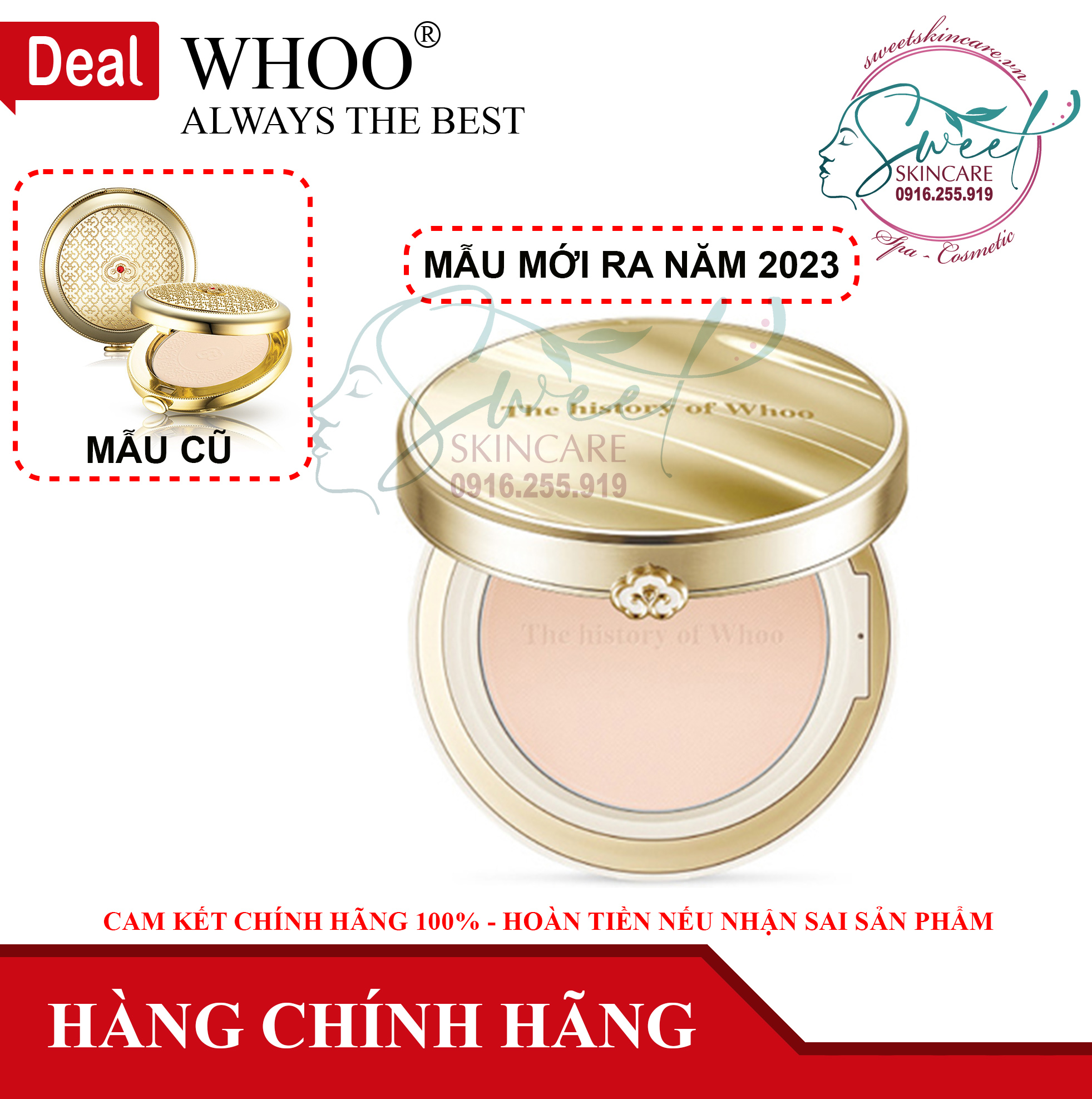 Phấn phủ Whoo Gongjinhyang Mi Powder Compact SPF30/PA++ - phấn phủ dạng nén siêu mịn giúp trang điểm và chống nắng tự nhiên không gây bí da
