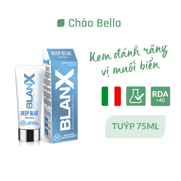 Kem Đánh Răng Cho Răng Trắng Bền Vững BlanX Pro Deep Blue tube 75ml - chaobella
