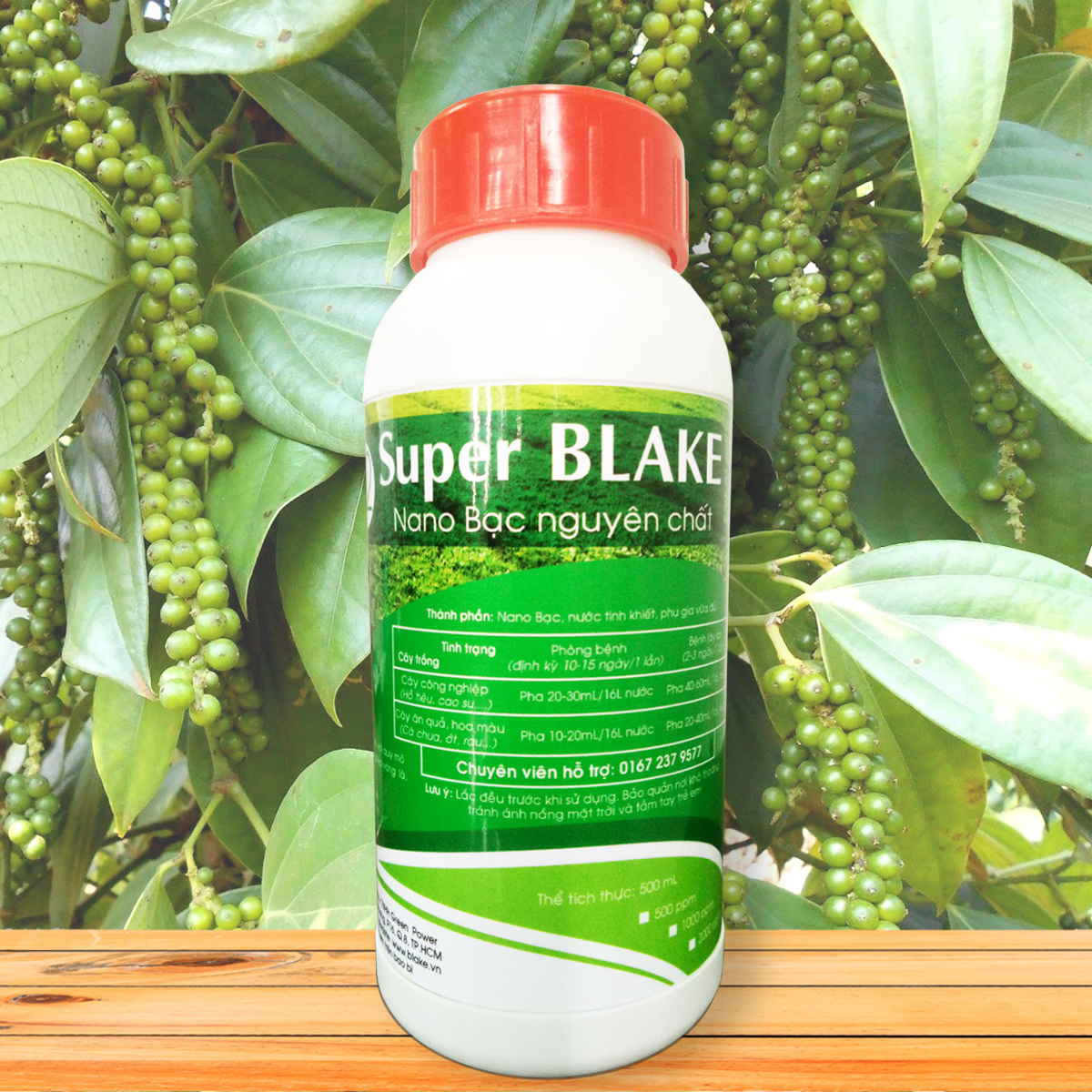 Nano Bạc nguyên chất Super BLAKE (500mL, 1000ppm) - Trl bệnh và phòng ngừa bệnh trên cây hồ tiêu, bệnh vàng lá, hán thư, thúi rễ...