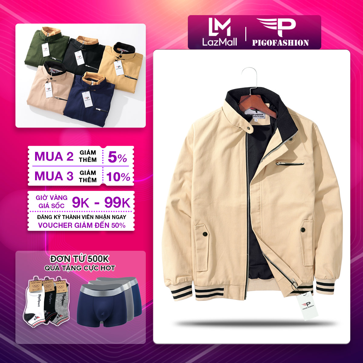 Áo Khoác Kaki Nam Phối Bo Hot trend Cá Tính Thời Thượng Fs Pakk68 (5 Màu)