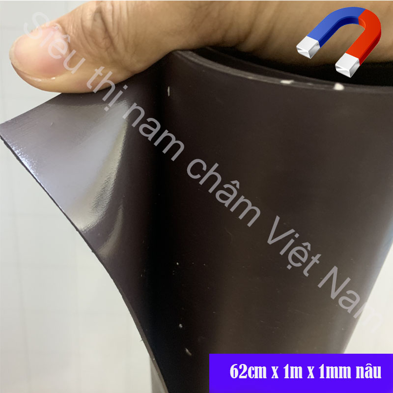 Nam châm dẻo cuộn dày khổ 62cm x 1m x 1mm nâu - Bán theo mét