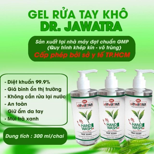 Nước rửa tay khô dr jawatra 300ml diệt sạch vi khuẩn, đầy đủ giấy tờ