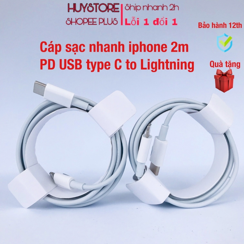 Dây sạc nhanh iphone 2m dây sạc USB Type C to Lightning