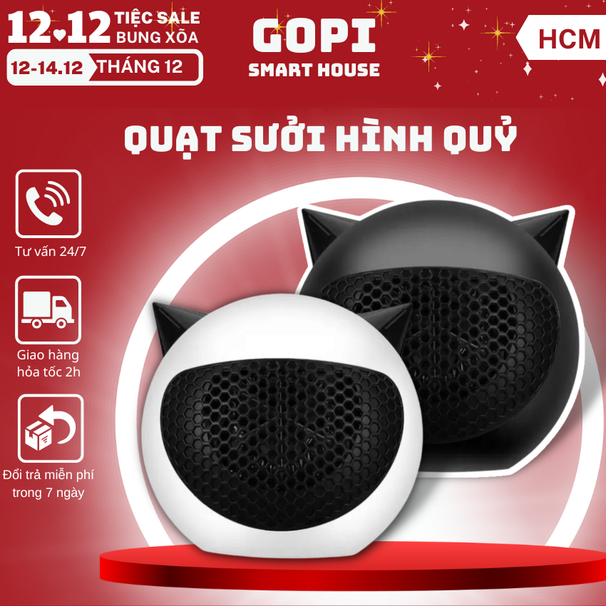 Quạt sưởi Mini đa năng cao cấp HEATER hình mặt quỷ 500W, Quạt sưởi tiết kiệm điện năng, An toàn khi sử dụng, quạt sưởi mặt quỷ, đèn sưởi mặt quỷ, máy sưởi mini hình mặt quỷ, quạt sưởi mini đa năng hình quỷ dễ thương