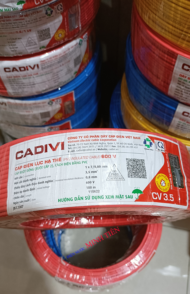 10m, 20m, 30m, 40m, 50m dây điện đơn cadivi, dây cáp điện đơn cadivi cv 3.5 lõi đồng bọc nhựa pvc
