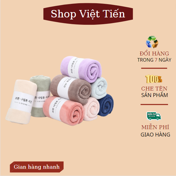 Khăn tắm xuất hàn cao cấp chất liệu siêu mềm mịn,thấm hút tốt kích thước 70x140cm,với thiết kế bo viền chắc chắn,có thể dùng làm khăn choàng và phù hợp dành cho bé sơ sinh VT-13 Việt Tiến