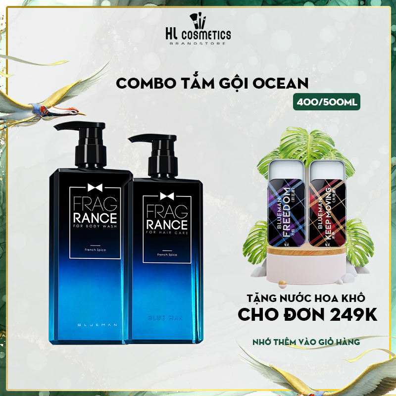 Combo Tắm & Gội Hương OCEAN BLUEMAN Nước Hoa Siêu Thơm 500ml+400ml