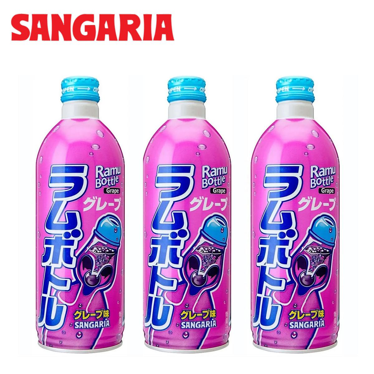 Combo 3 chai nước soda vị nho sangaria ramu bottle grape 500ml