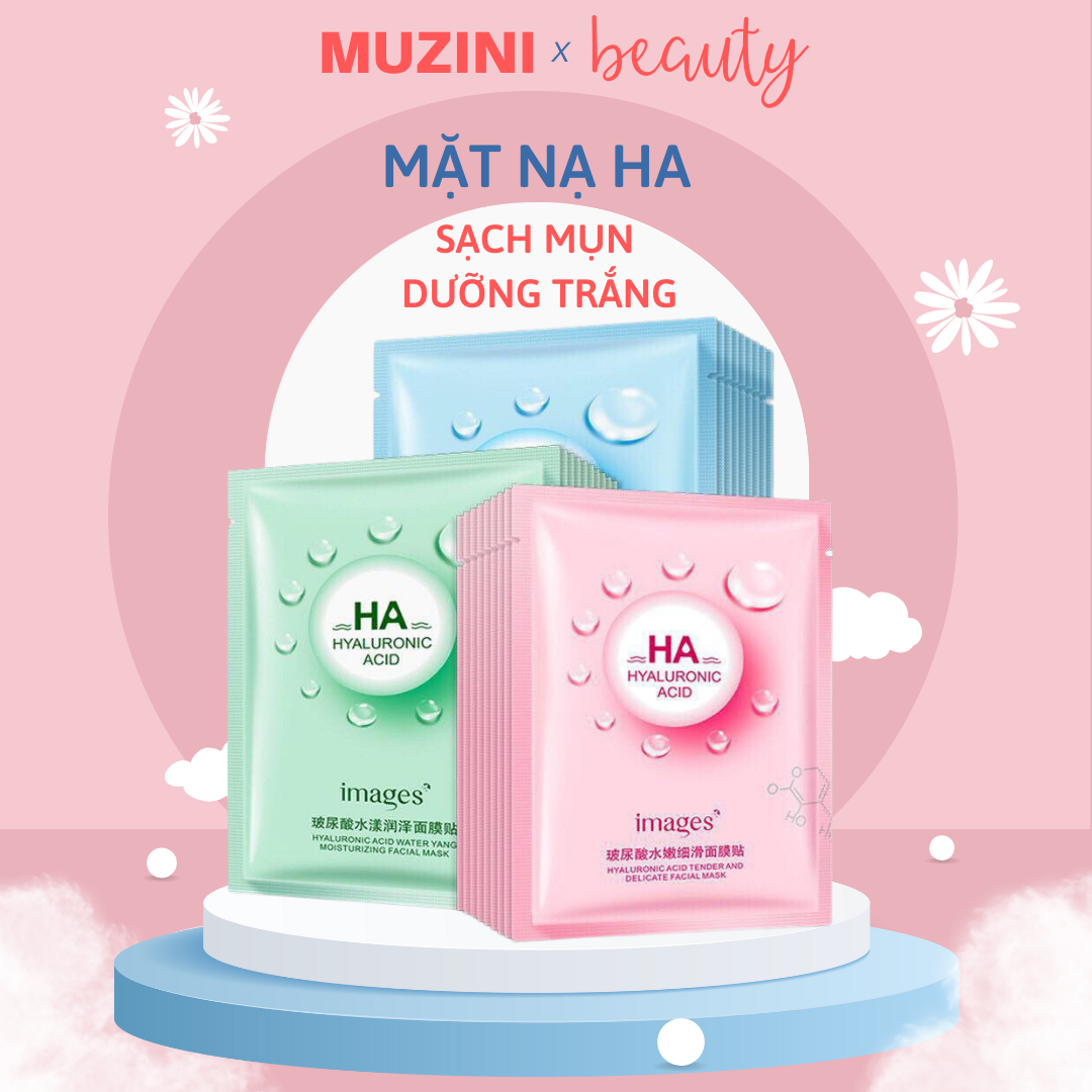 Mặt nạ giấy dưỡng trắng da mụn cấp ẩm thải độc Muzini MN01
