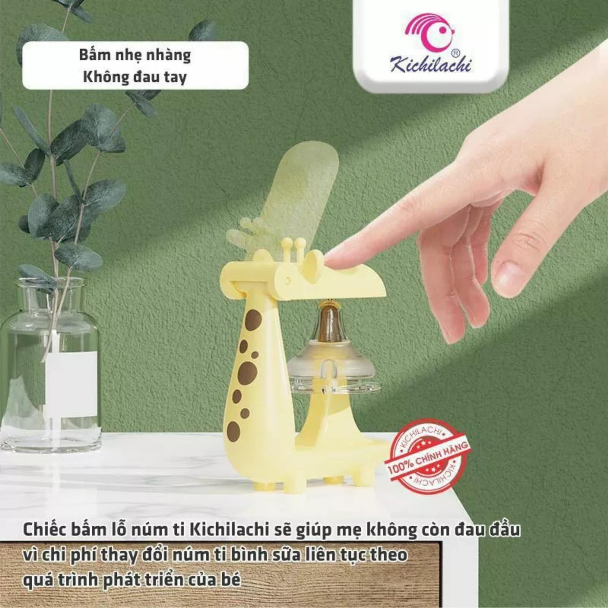 Đục lỗ núm ti bình sữa kichi