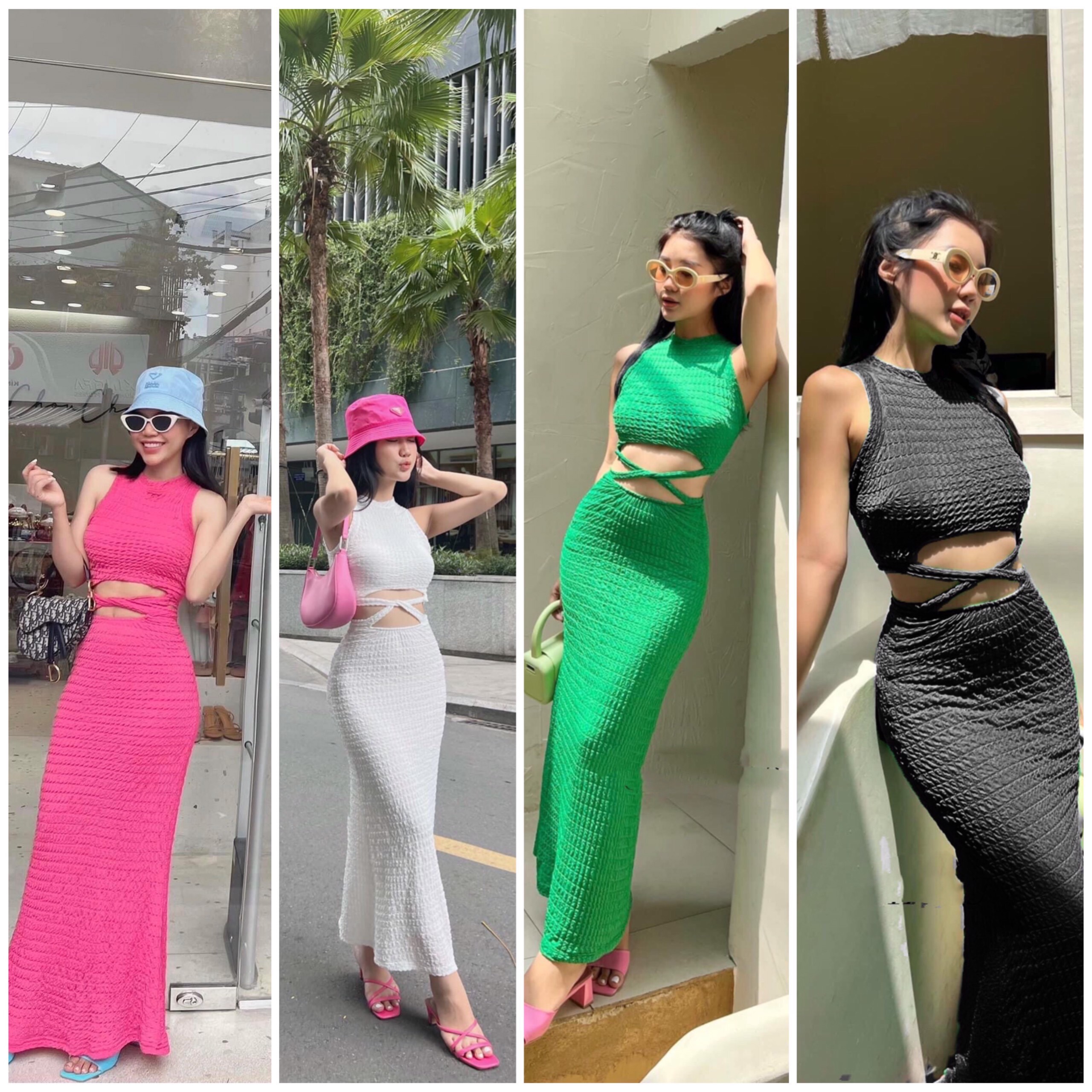 [HCM]đầm body dáng daaif sát nách dây chéo bụng  M511D